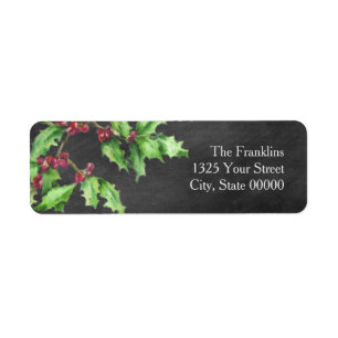 Vacances Chalk Green Holly et Red Berries Branch