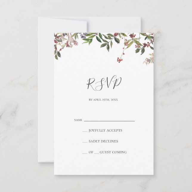 Vacances Chic Botanique | Carte RSVP blanche (Devant)
