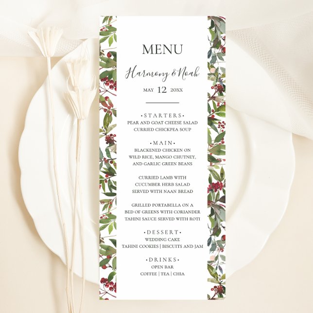 Vacances Chic Botanique | Menu du dîner Mariage bl (Créateur téléchargé)