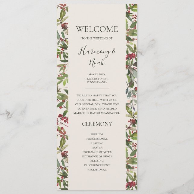 Vacances Chic Botanique | Programme de mariage cha (Devant)