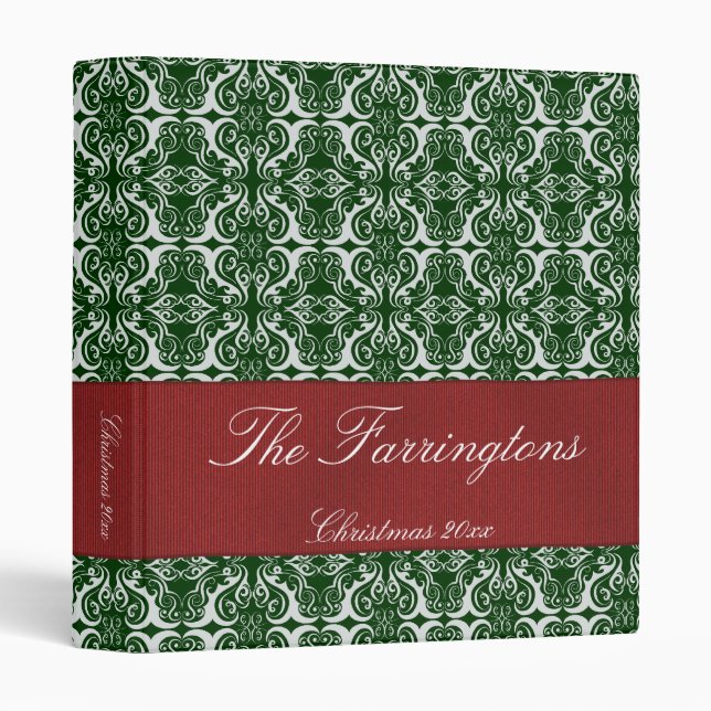 Vacances Damask Vert & Rouge 1" Classeur (Devant/Côté)
