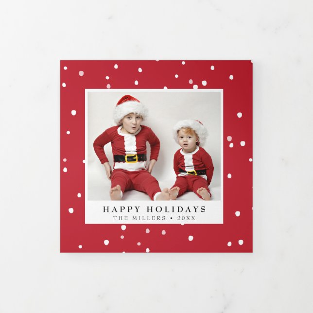 Vacances de Noël neige hiver Triple Carte photo (Protection)