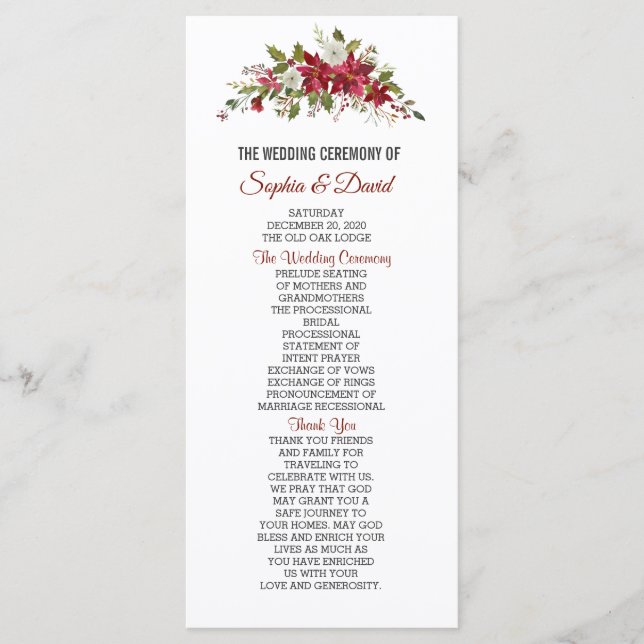 Vacances d'hiver Programme de mariage Rouge Poinse (Devant)