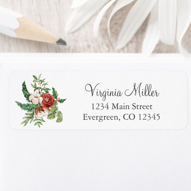 Vacances d'hiver Retour Adresse (Winter Holiday Christmas Return Address Label
)
