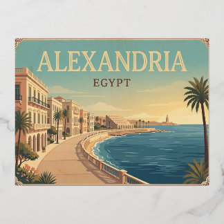 Vacances En Aluminium Alexandrie Egypte Carte Postale de Voyage Vintage