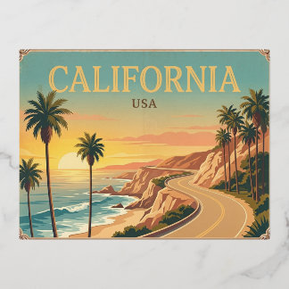 Vacances En Aluminium Carte postale de voyage vintage Californie États-U