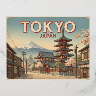 Vacances En Aluminium Carte postale de voyage vintage de Tokyo Japon