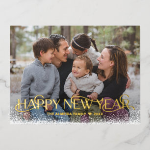 Vacances En Aluminium Carte postale Jour de neige FOIL Joyeux Nouvel An 