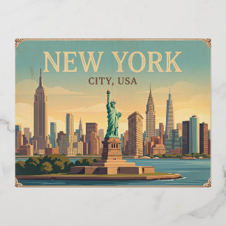 Vacances En Aluminium New York City USA Carte Postale de Voyage Vintage