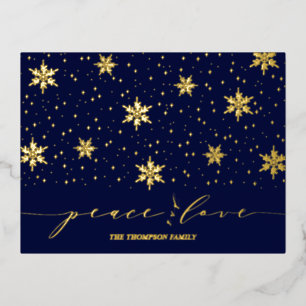 Vacances En Aluminium Or et bleu marine Carte postale Foil de Noël