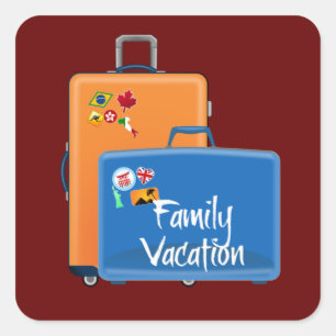 Vacances en famille, Valises prêtes, Sticker Carré