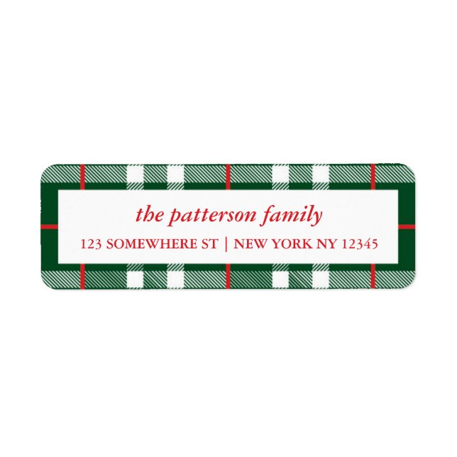 Vacances Étiquette de adresse Plaid Bordure verte (Devant)