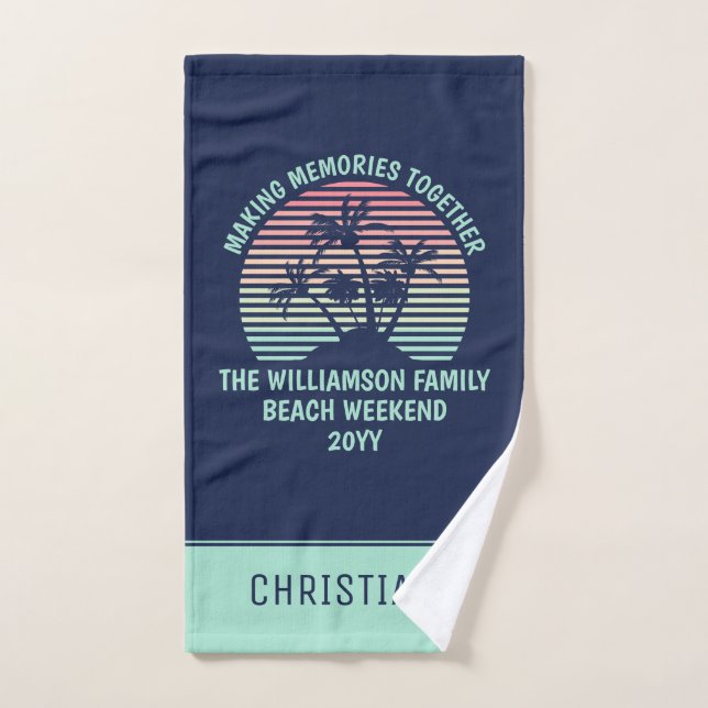 Vacances familiales personnalisées Retro Tropical  (Serviette à main)