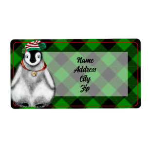 Vacances festives mignonnes Pingouin vert noir pla