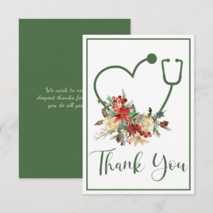 Vacances Floral Stethoscope Carte de remerciements