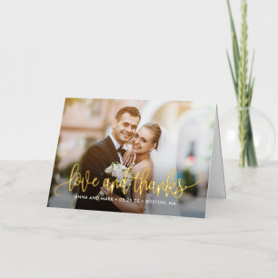 Vacances Métallisée Belle Calligraphie FOIL Carte de remerciements pli