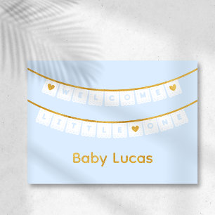 Vacances Métallisée Bienvenue Carte de félicitations pour bébé bleu Li