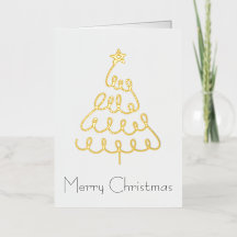 Carte de Noël arbre minimaliste en or