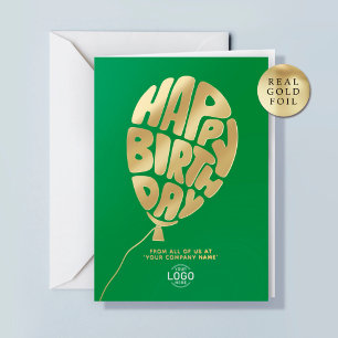 Vacances Métallisée Carte de vœux d'anniversaire en aluminium vert Log