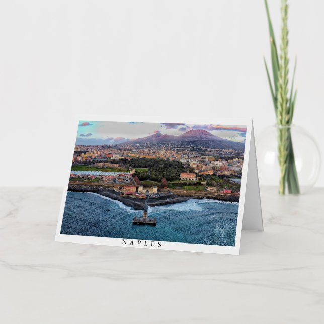 Vacances Métallisée Carte de vœux en aluminium plié de Naples Italie (Recto)