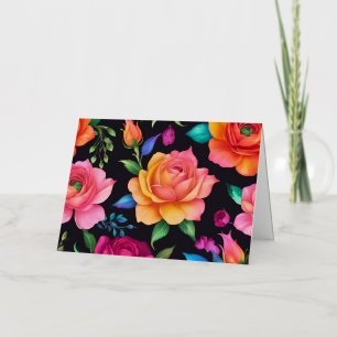 Vacances Métallisée Carte de voeux Floral Patern Rose Plié Foil