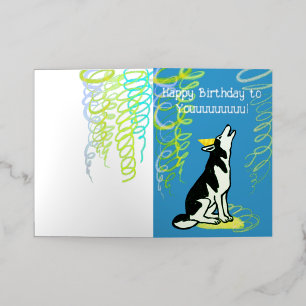 Vacances Métallisée Joyeux anniversaire Husky Plié Foil Carte de vacan