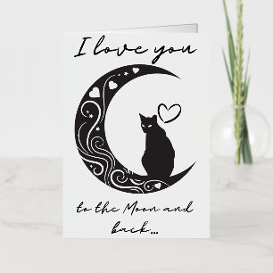 Vacances Métallisée Romantique chat simple plié carte de voeux