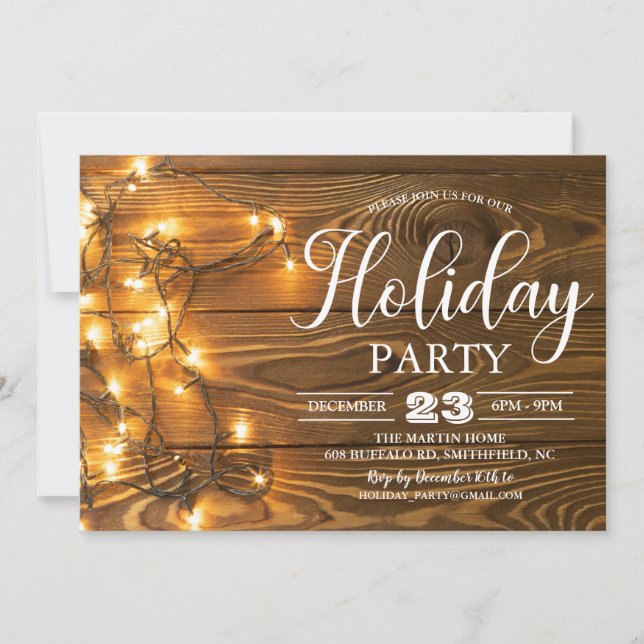 Vacances Noël Fête d'hiver Lumières Invitation (Devant)