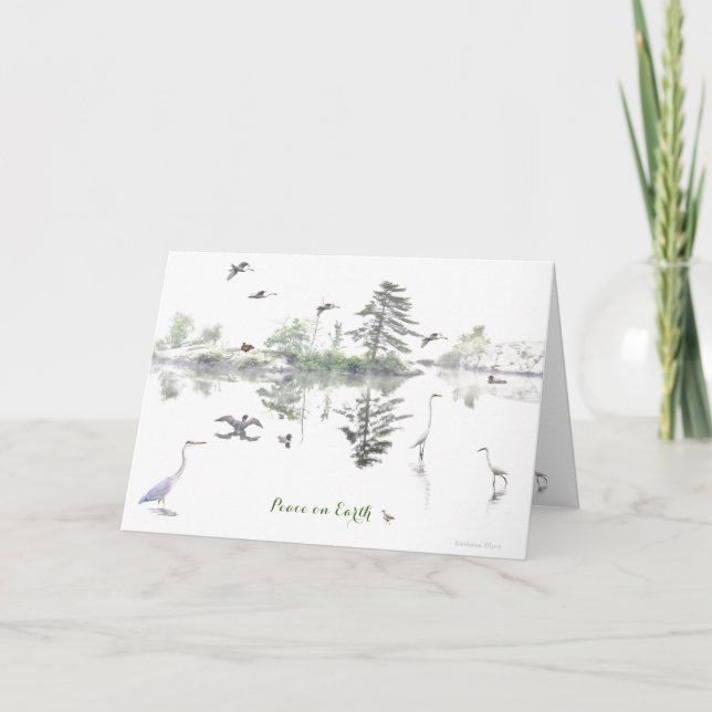 Vacances, Nouvel An : Carte Paix-Oiseaux (Devant)