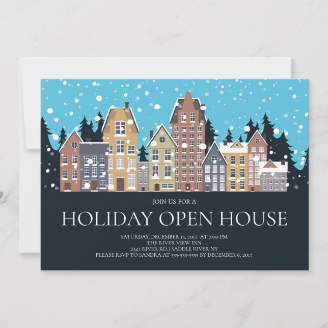 Vacances Open House Noël Fête Invitation (Devant)