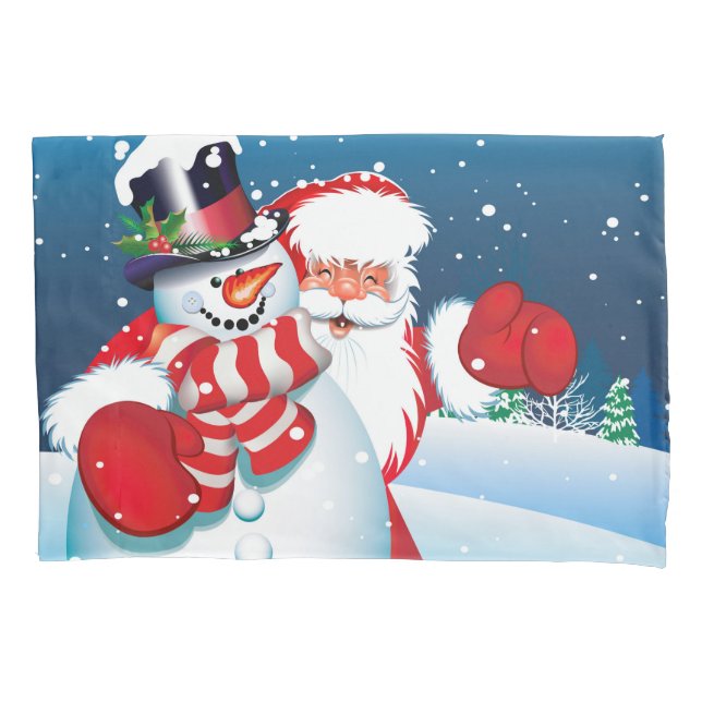 Vacances Père Noël et taie d'oreiller de bonhomme (devant)