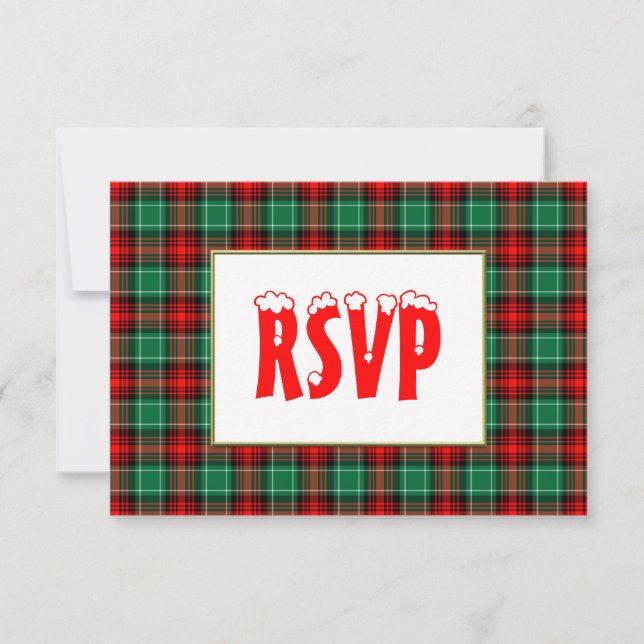 Vacances Red Green Plated Fête personnalisée RSVP (Devant)