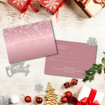 Vacances Snowflakes Rose Gold Certificat cadeau