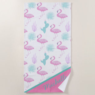 Vacances tropicales   Serviette de plage Monogram