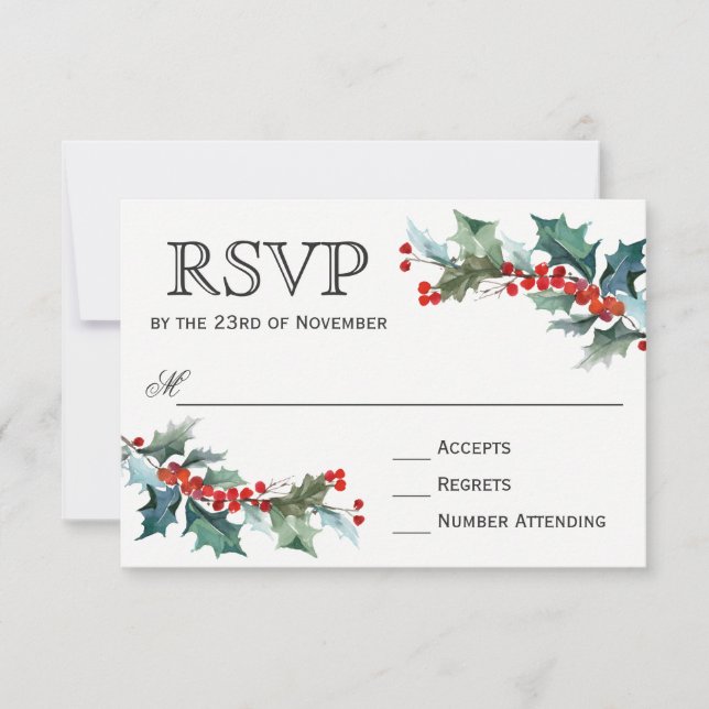 Vacances Verdure Aquarelle Mariage RSVP (Devant)