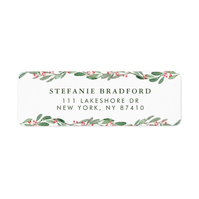 Vacances Watercolor Holly et Greenery Garlands (Devant)