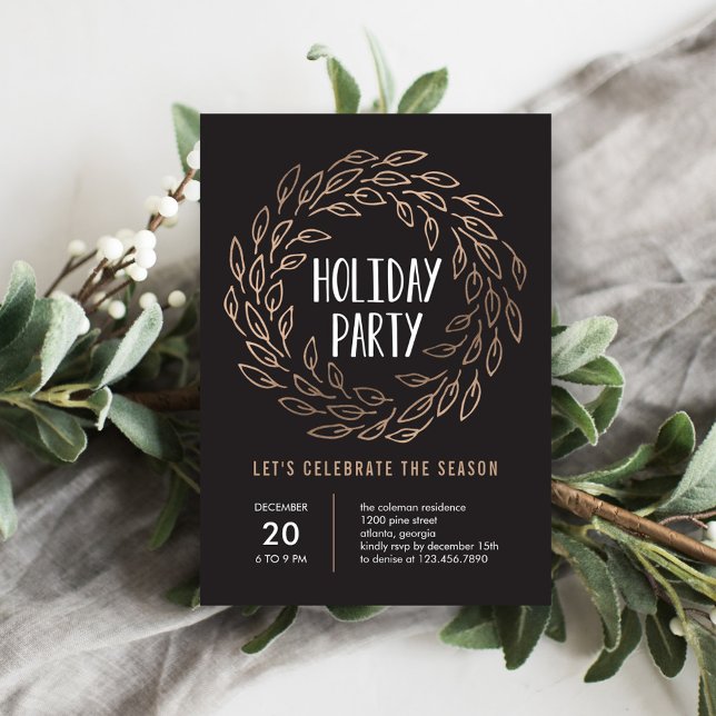 Vacances Wreath ÉDITABLE COULEUR Fête Invitation (Créateur téléchargé)