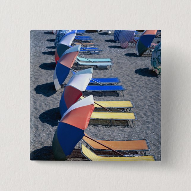 Vacant Chairs On Beach 2 Inch Square Button (Front)