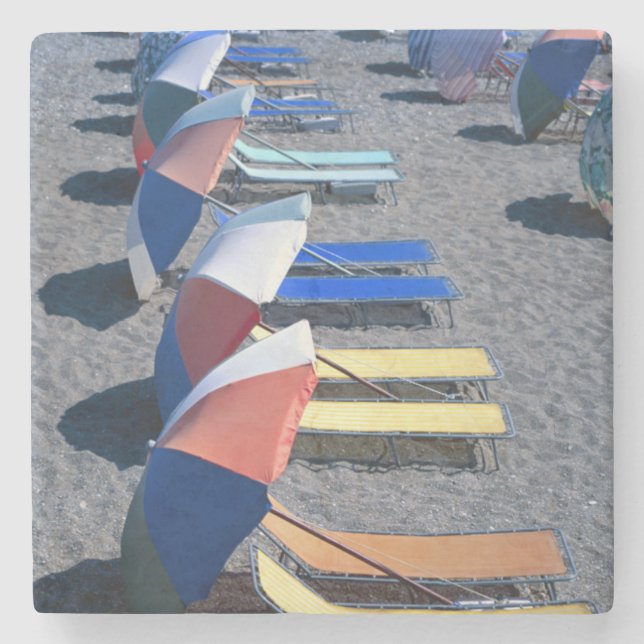 Vacant Chairs On Beach Stone Coaster (Front)