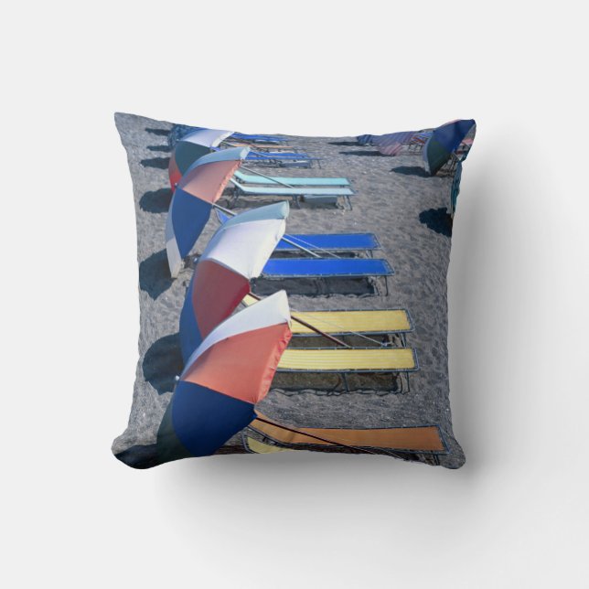 Vacant Chairs On Beach Throw Pillow (Front)