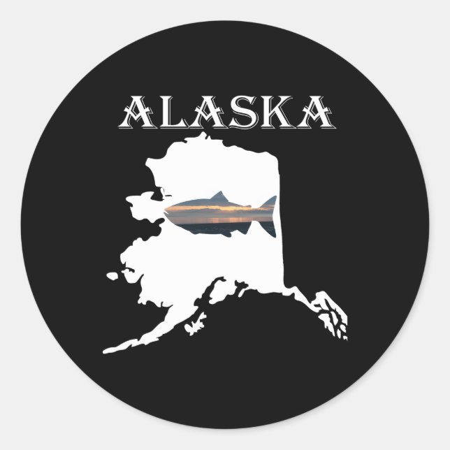 Vacation Alaskan Salmon Fish Alaska Fishing Classic Round Sticker (Front)