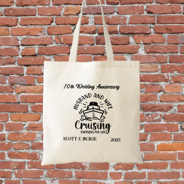 Vacation ANNIVERSARY Cruise Personalize Tote Bag (Lovely Anniversary Couples Cruise Vacation. Personalize!)
