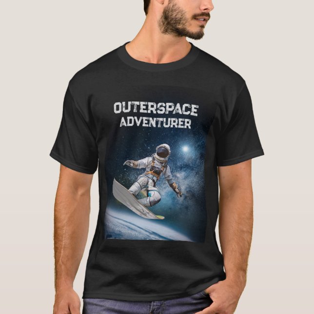 Vacation Astronaut Surfing In Space Above Earth T-Shirt (Front)