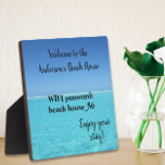 Vacation Beach Home WIFI information Password Plaque<br><div class="desc">This design was created though digital art. It may be personalized in the area provided by changing the photo and/or text. Or it can be customized by choosing the click to customize further option and delete or change the colour the background, add text, change the text colour or style, or...</div>