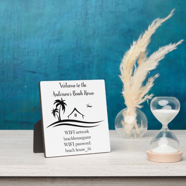 Vacation Beach Home WIFI information STR Rental Plaque (Insitu)