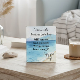 Vacation Beach Home WIFI information Watercolor Plaque
