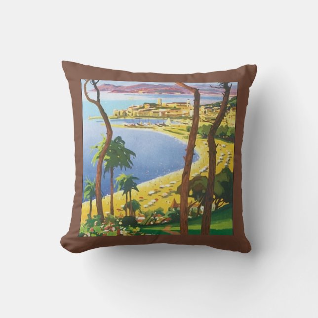 Vacation Beach Scene Colourful Art Accent Pillow (Front)
