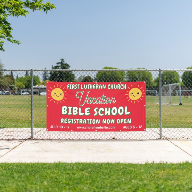 Vacation Bible School Smiling Sun Banner (Insitu)