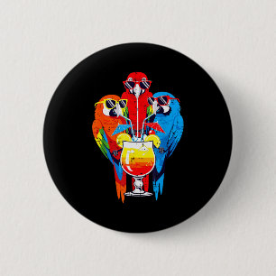 Vacation Birds Sungles Tail Parrots Summer Women M 2 Inch Round Button