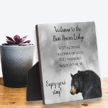 Vacation Cabin Bear Lodge Home WIFI information  Plaque<br><div class="desc">This design was created though digital art. It may be personalized in the area provided by changing the photo and/or text. Or it can be customized by choosing the click to customize further option and delete or change the colour the background, add text, change the text colour or style, or...</div>
